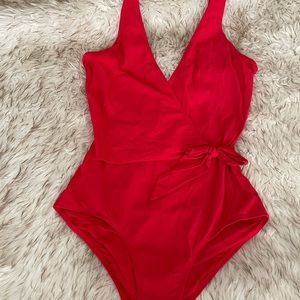 Tory Burch Wrap Effect One Piece Red Swimsuit